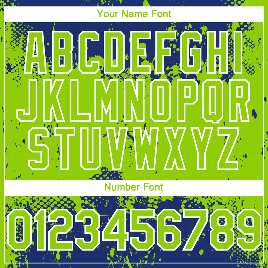 Custom Royal Neon Green-White Abstract Splatter Grunge Paint Authentic Baseball Jersey