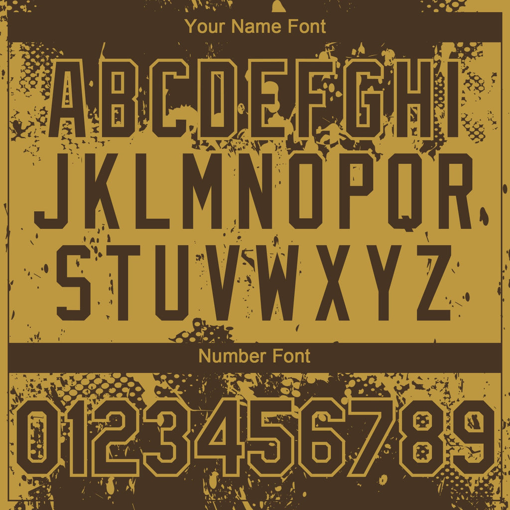 Custom Brown Old Gold Abstract Splatter Grunge Paint Authentic Baseball Jersey