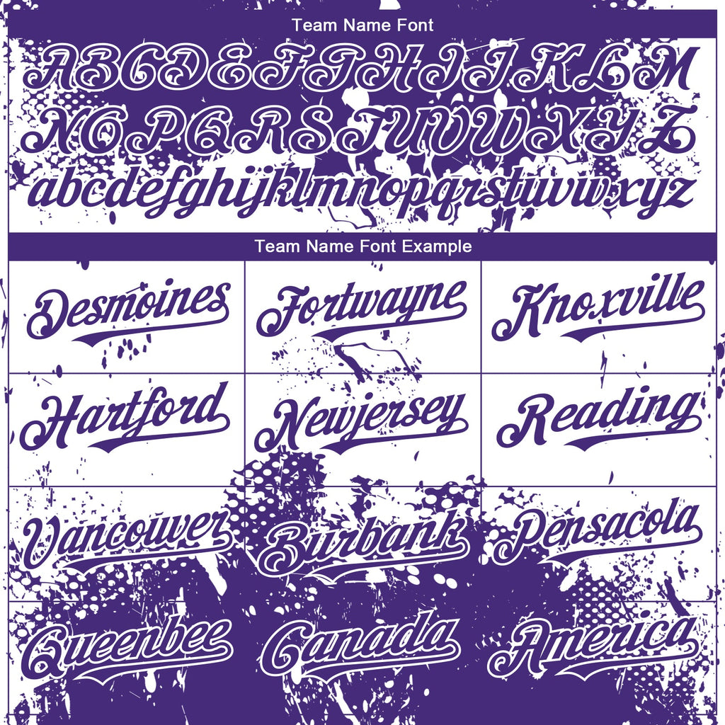 Custom Purple White Abstract Splatter Grunge Paint Authentic Baseball Jersey