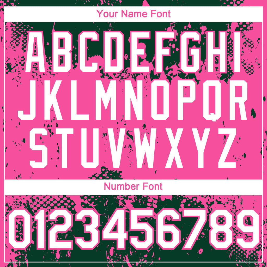 Custom Green White-Pink Abstract Splatter Grunge Paint Authentic Baseball Jersey