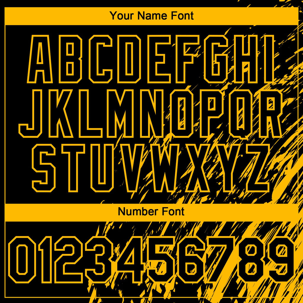 Custom Black Gold Paint Stroke Grunge Streak Authentic Baseball Jersey