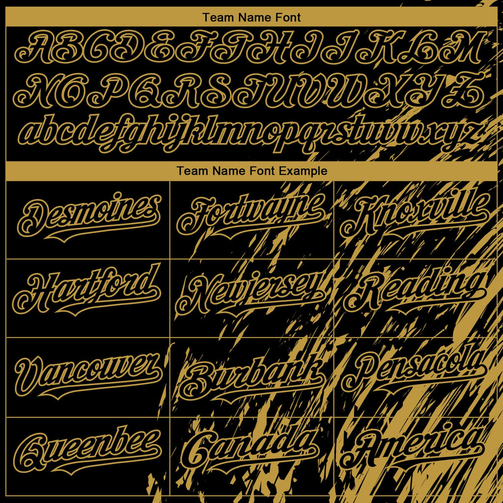 Custom Black Old Gold Paint Stroke Grunge Streak Authentic Baseball Jersey