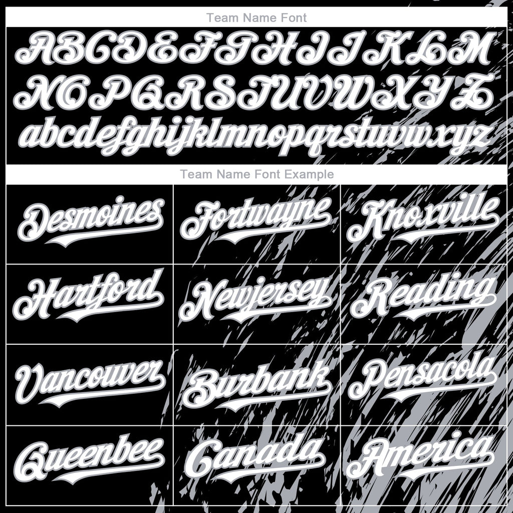 Custom Black White-Gray Paint Stroke Grunge Streak Authentic Baseball Jersey