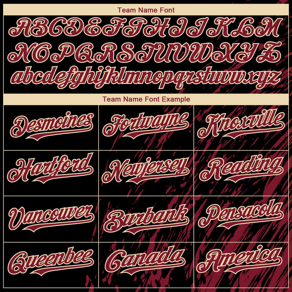 Custom Black Crimson-Cream Paint Stroke Grunge Streak Authentic Baseball Jersey