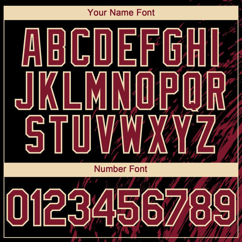 Custom Black Crimson-Cream Paint Stroke Grunge Streak Authentic Baseball Jersey