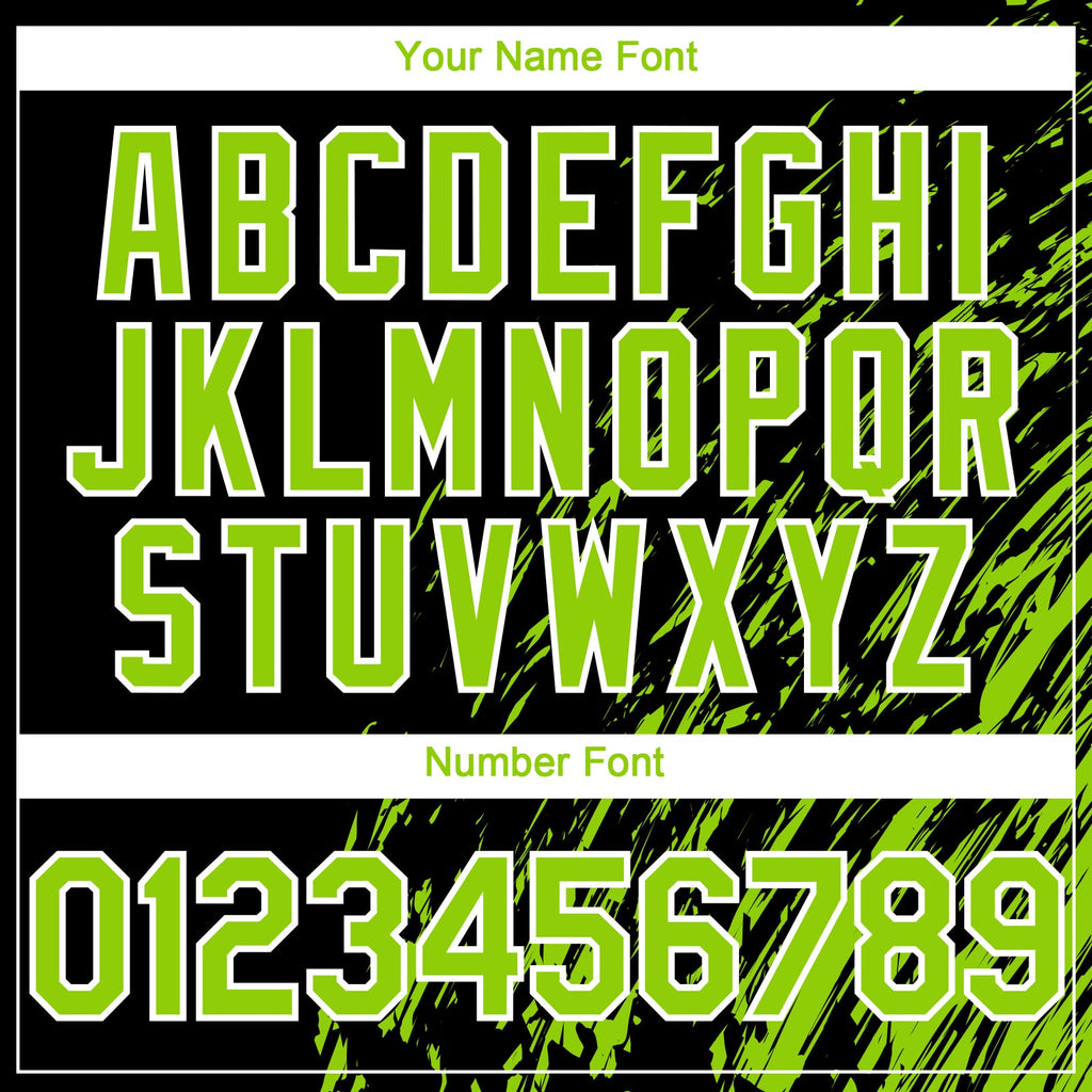 Custom Black Neon Green-White Paint Stroke Grunge Streak Authentic Baseball Jersey