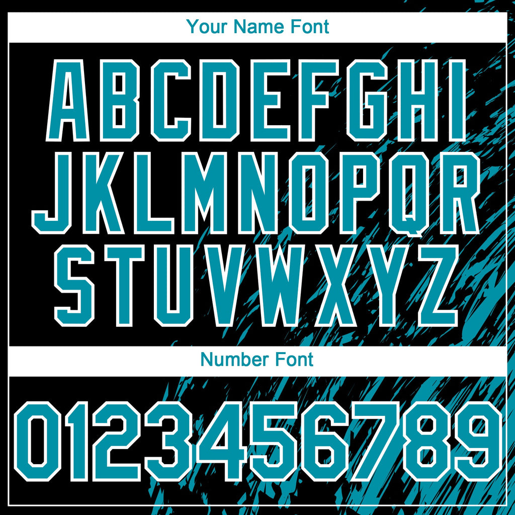 Custom Black Teal-White Paint Stroke Grunge Streak Authentic Baseball Jersey