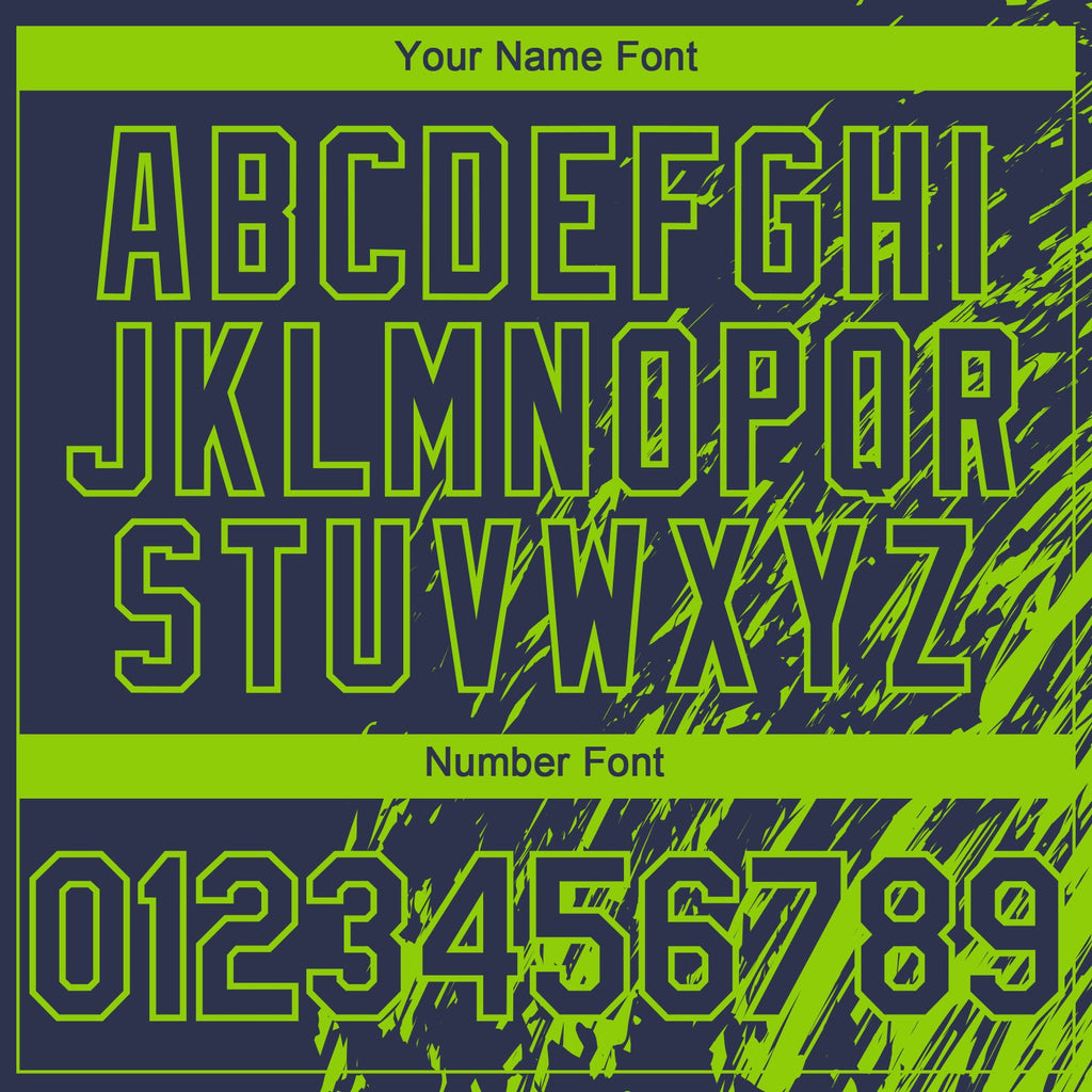 Custom Navy Neon Green Paint Stroke Grunge Streak Authentic Baseball Jersey
