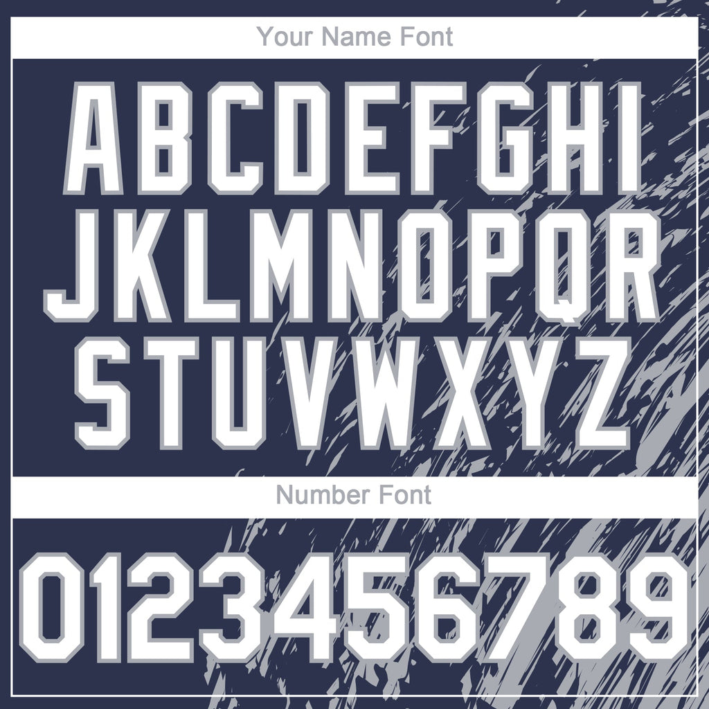 Custom Navy White-Gray Paint Stroke Grunge Streak Authentic Baseball Jersey