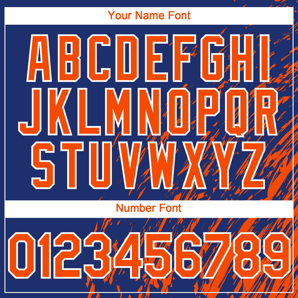 Custom Royal Orange-White Paint Stroke Grunge Streak Authentic Baseball Jersey