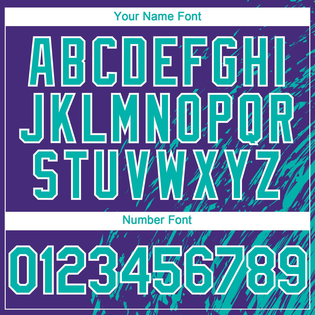 Custom Purple Aqua-White Paint Stroke Grunge Streak Authentic Baseball Jersey