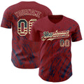 Custom Crimson Vintage USA Flag Navy-Cream Paint Stroke Grunge Streak Authentic Baseball Jersey