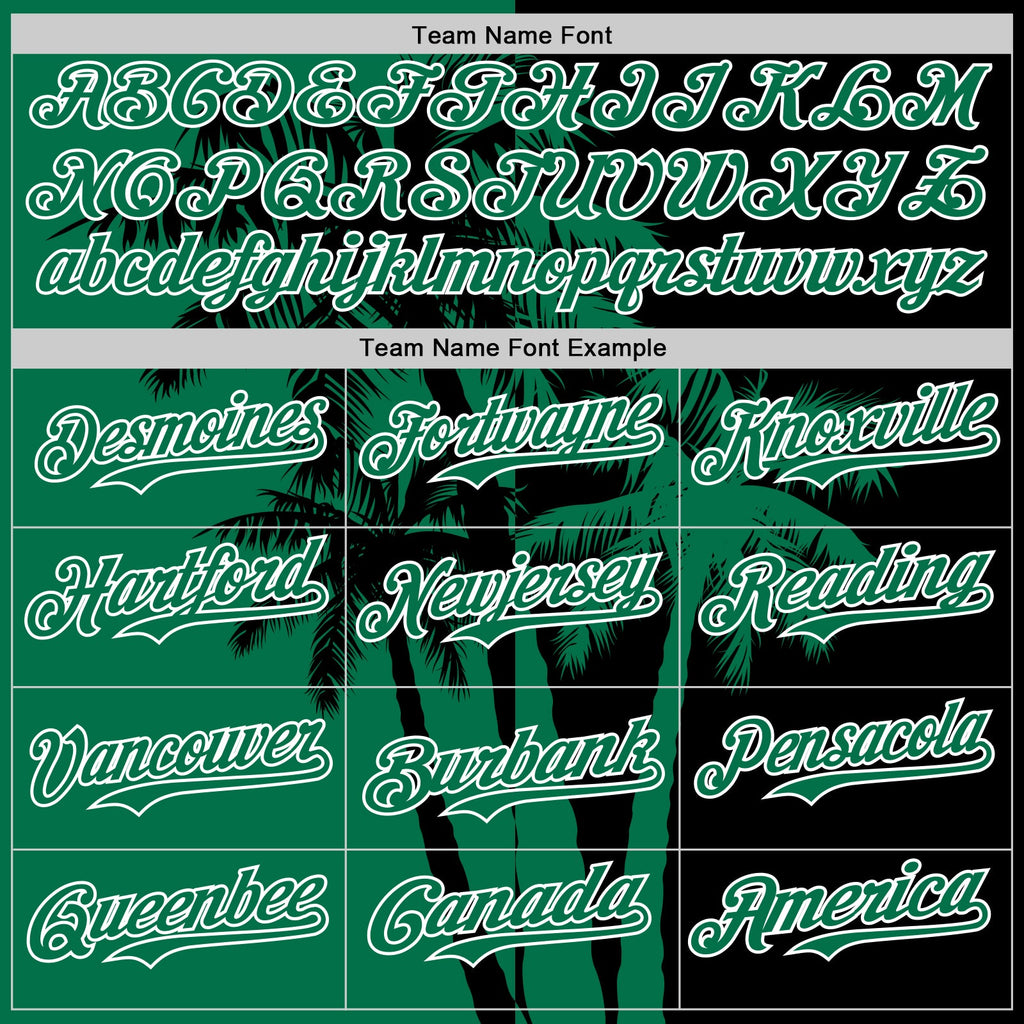 Custom Black Kelly Green-White Hawaii Palm Trees Tropical Coconut Authentic Baseball Jersey