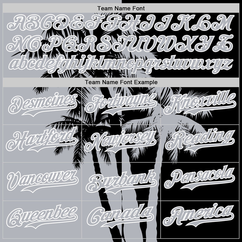 Custom Black Gray-White Hawaii Palm Trees Tropical Coconut Authentic Baseball Jersey
