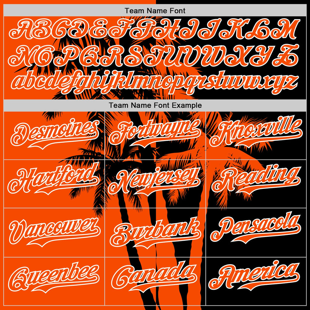 Custom Black Orange-White Hawaii Palm Trees Tropical Coconut Authentic Baseball Jersey