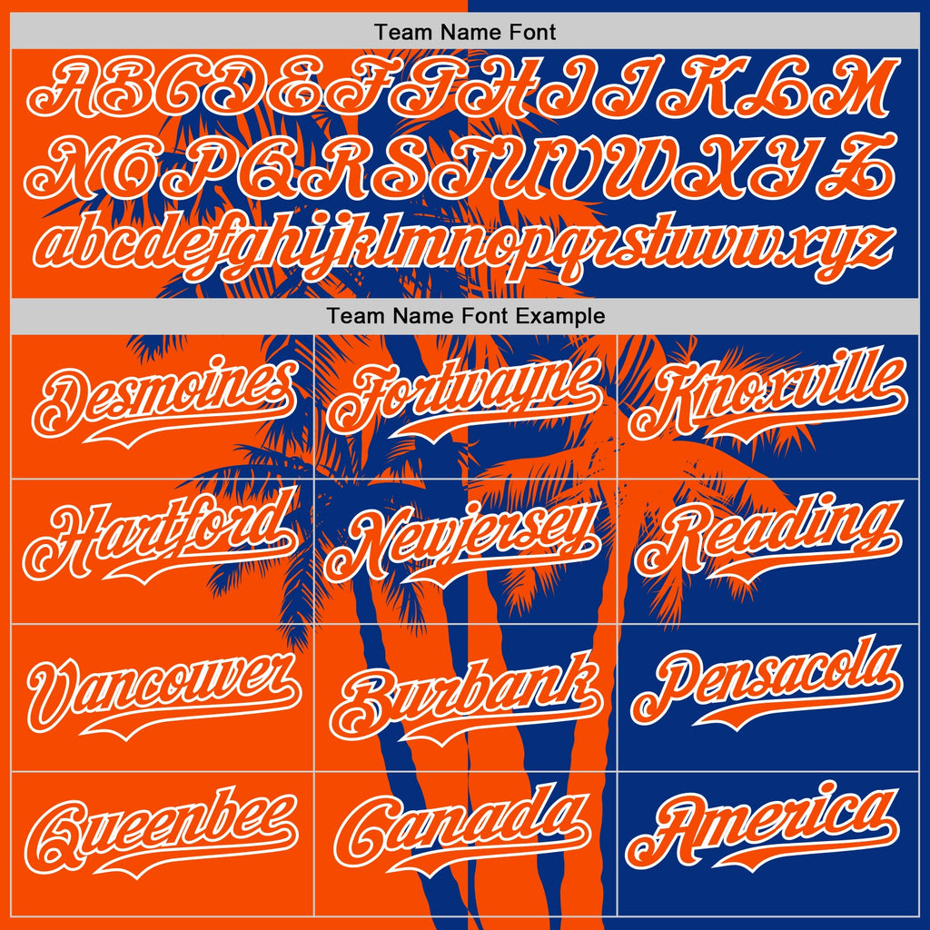 Custom Royal Orange-White Hawaii Palm Trees Tropical Coconut Authentic Baseball Jersey