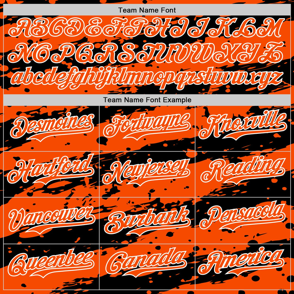 Custom Orange Black-White Paint Splash Stripe Authentic Baseball Jersey
