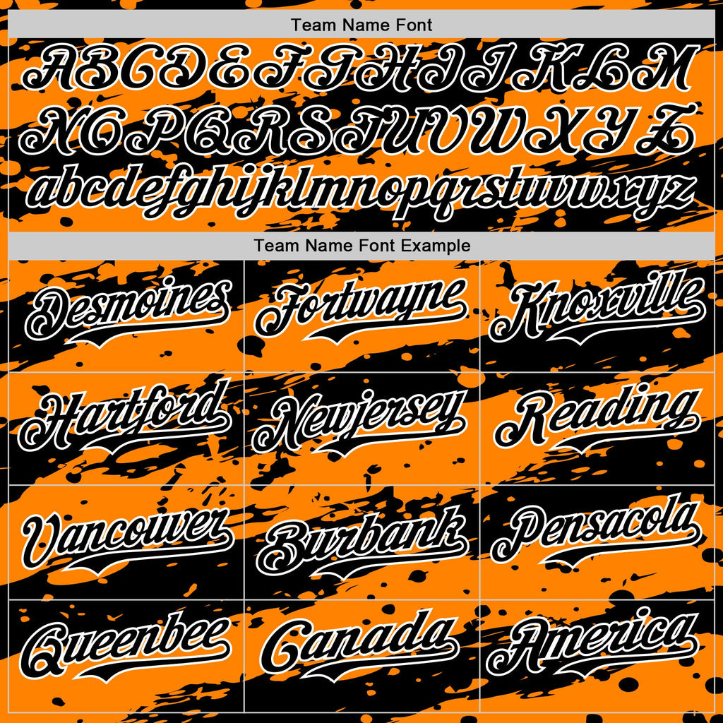 Custom Bay Orange Black-White Paint Splash Stripe Authentic Baseball Jersey