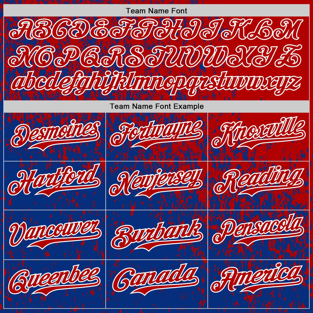 Custom Red Royal-White Abstract Fragment Splatter Authentic Baseball Jersey