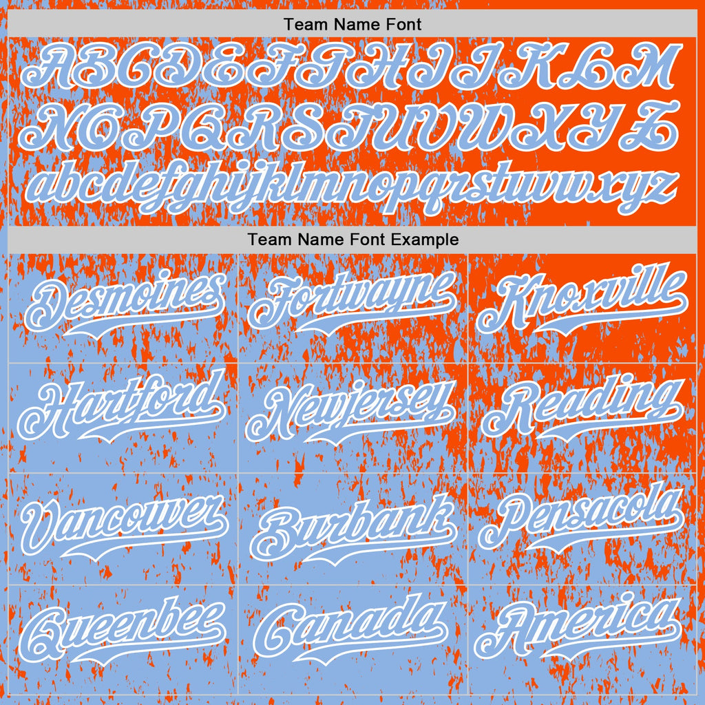 Custom Orange Light Blue-White Abstract Fragment Splatter Authentic Baseball Jersey