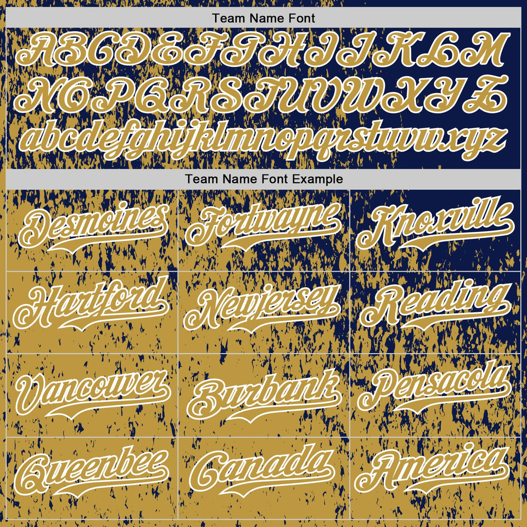 Custom Navy Old Gold-White Abstract Fragment Splatter Authentic Baseball Jersey