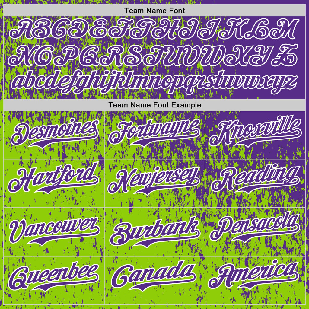 Custom Purple Neon Green-White Abstract Fragment Splatter Authentic Baseball Jersey