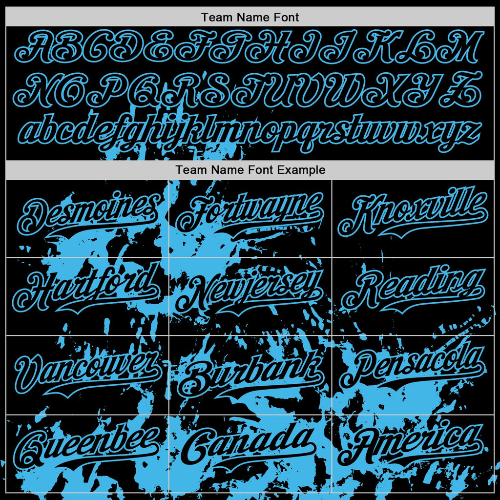 Custom Black Sky Blue Splatter Authentic Baseball Jersey
