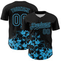 Custom Black Sky Blue Splatter Authentic Baseball Jersey