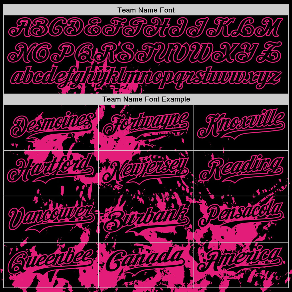 Custom Black Hot Pink Splatter Authentic Baseball Jersey