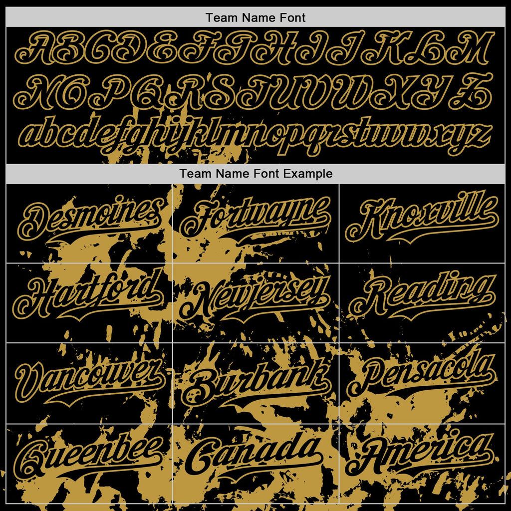 Custom Black Old Gold Splatter Authentic Baseball Jersey