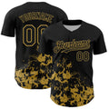 Custom Black Old Gold Splatter Authentic Baseball Jersey