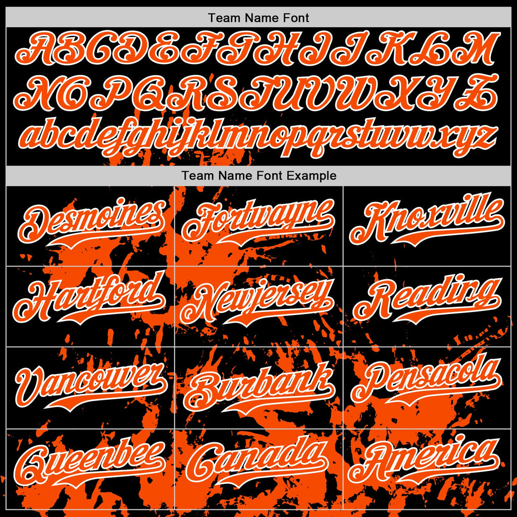 Custom Black Orange-White Splatter Authentic Baseball Jersey
