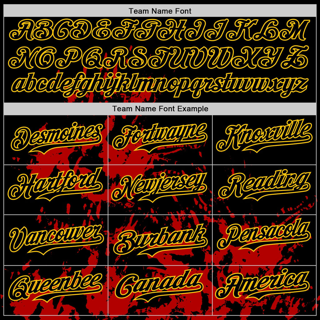 Custom Black Yellow-Red Splatter Authentic Baseball Jersey