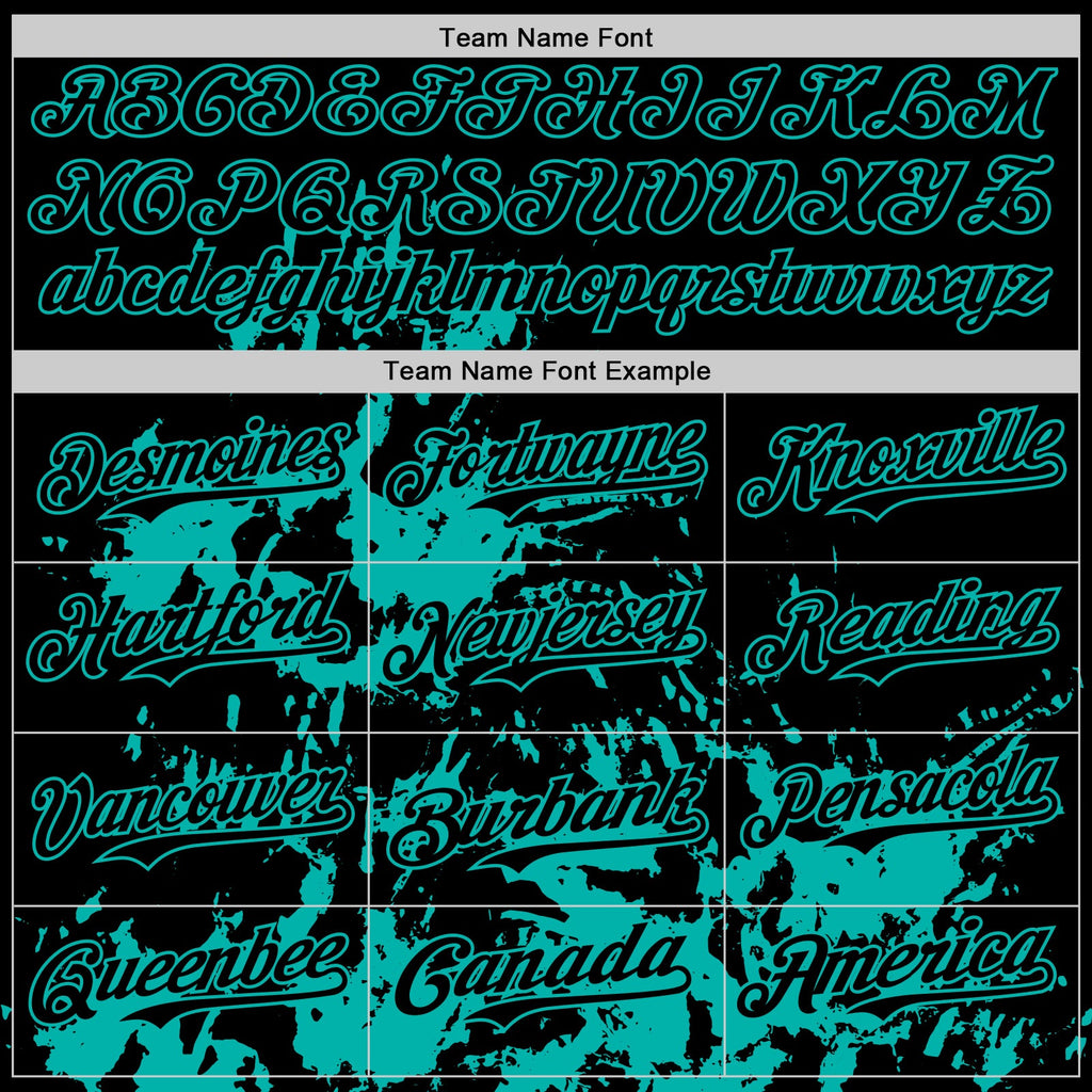 Custom Black Aqua Splatter Authentic Baseball Jersey