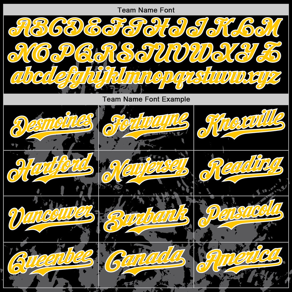 Custom Black Yellow White-Gray Splatter Authentic Baseball Jersey