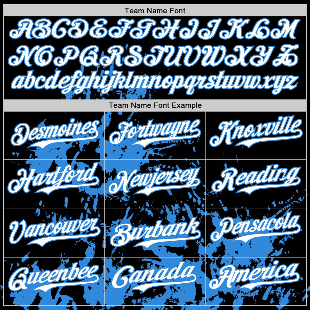 Custom Black White-Powder Blue Splatter Authentic Baseball Jersey