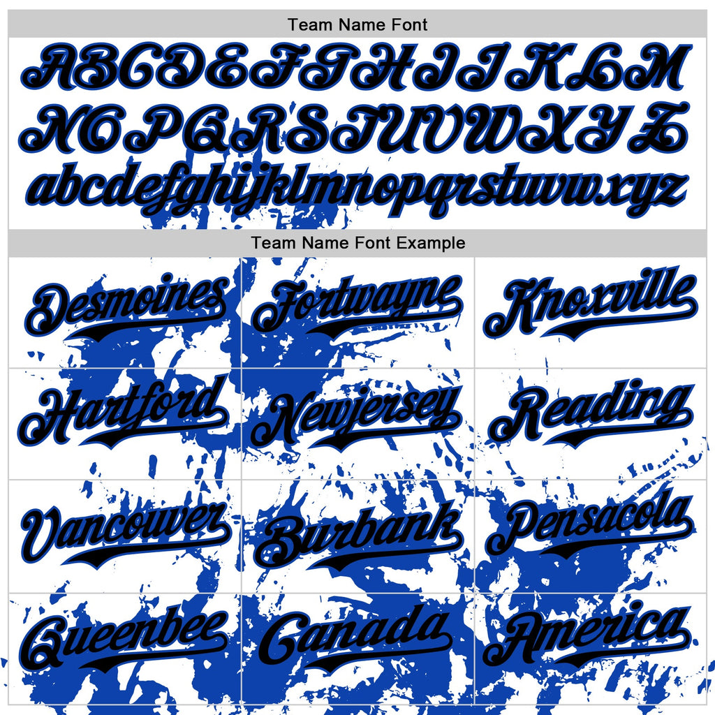 Custom White Black-Thunder Blue Splatter Authentic Baseball Jersey