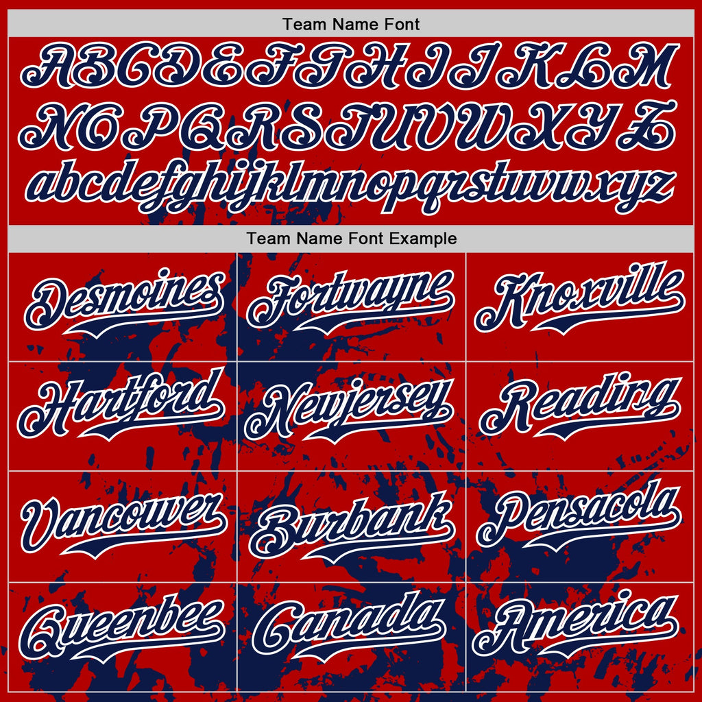 Custom Red Navy-White Splatter Authentic Baseball Jersey
