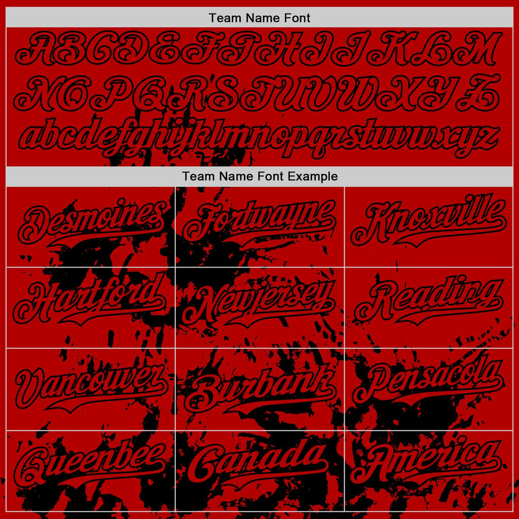 Custom Red Black Splatter Authentic Baseball Jersey