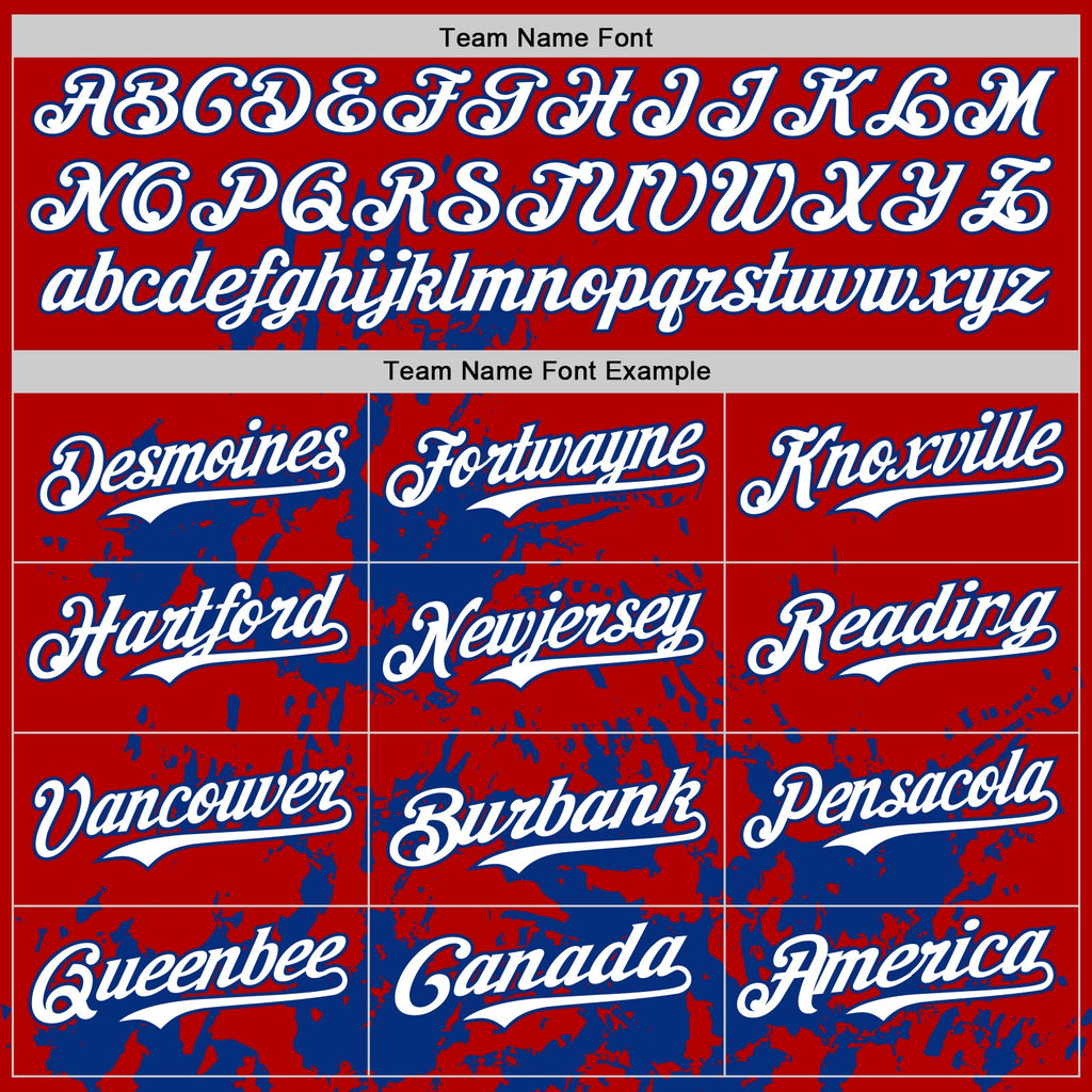Custom Red White-Royal Splatter Authentic Baseball Jersey