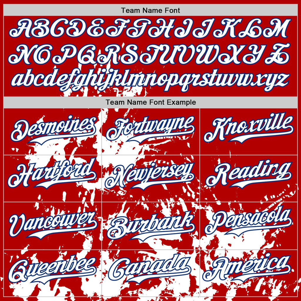 Custom Red White-Royal Splatter Authentic Baseball Jersey