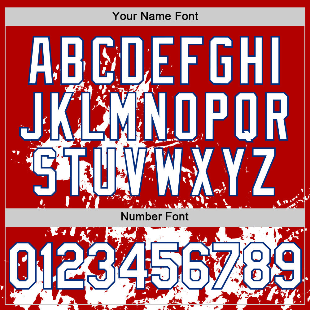 Custom Red White-Royal Splatter Authentic Baseball Jersey