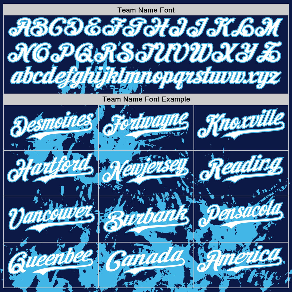 Custom Navy White-Sky Blue Splatter Authentic Baseball Jersey