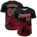 Custom Black Crimson-Cream Abstract Splatter Grunge Authentic Baseball Jersey
