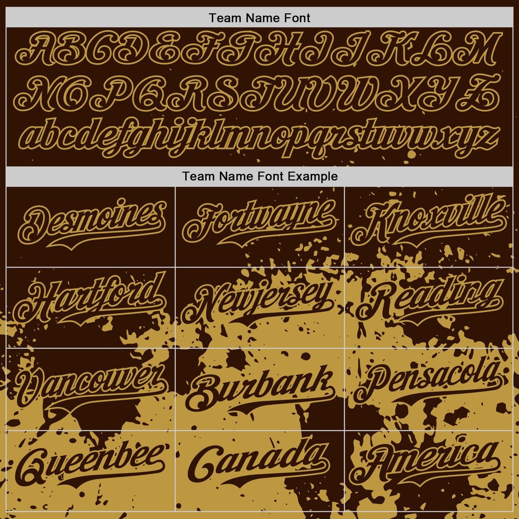 Custom Brown Old Gold Abstract Splatter Grunge Authentic Baseball Jersey