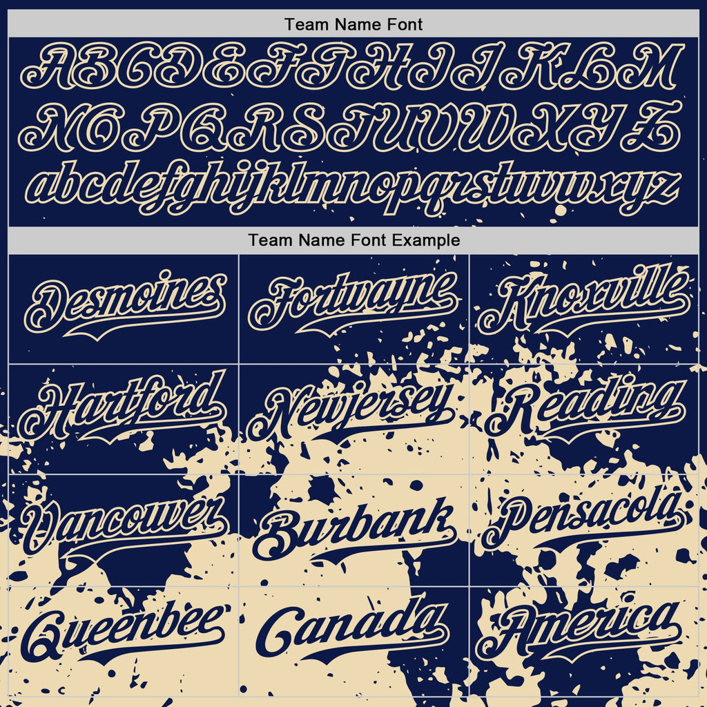 Custom Navy Cream Abstract Splatter Grunge Authentic Baseball Jersey