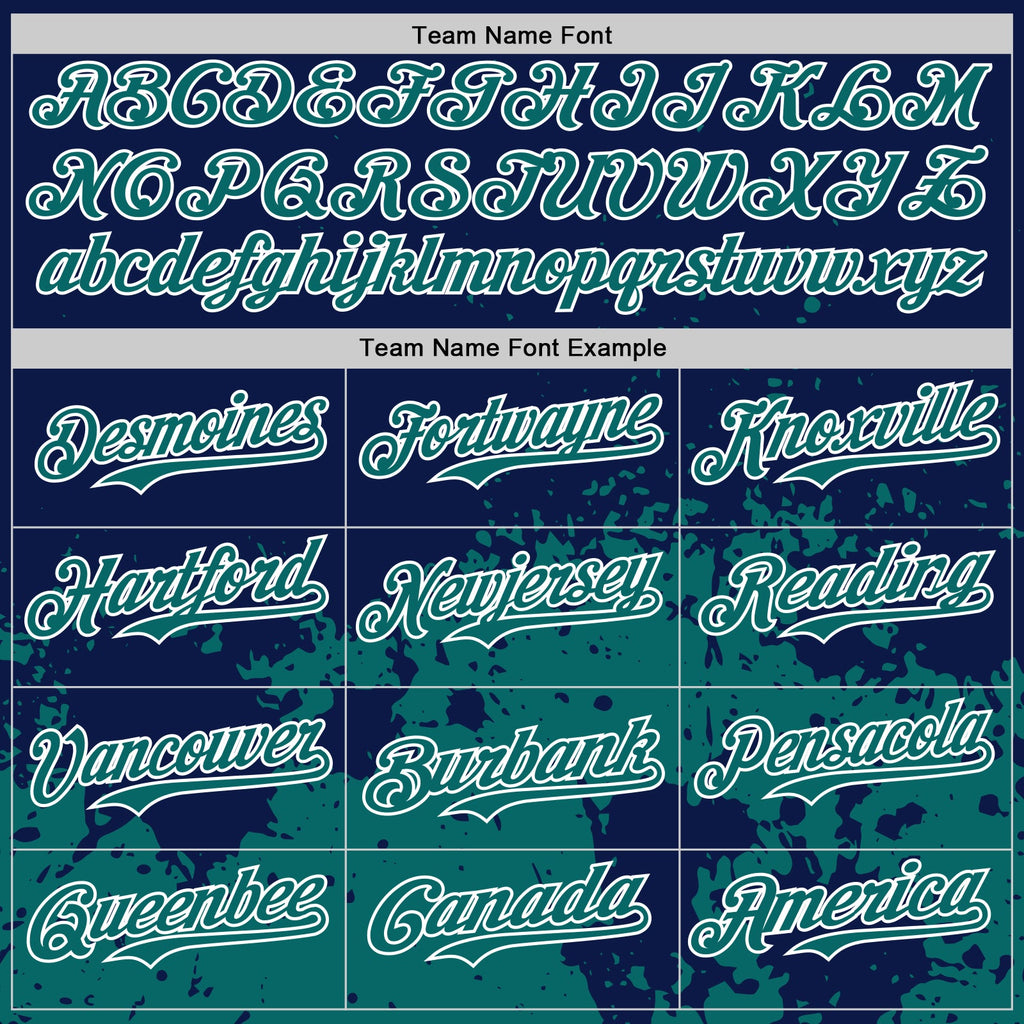Custom Navy Teal-White Abstract Splatter Grunge Authentic Baseball Jersey