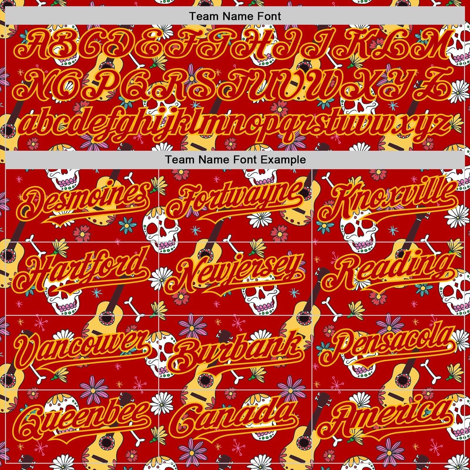 Custom Red Gold Sugar Skull Day of the Dead Mexican Folk Art Authentic Baseball Jersey