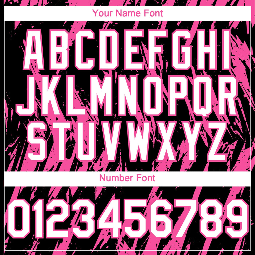 Custom Black White-Pink Splatter Torn Sharp Brush Stroke Authentic Baseball Jersey