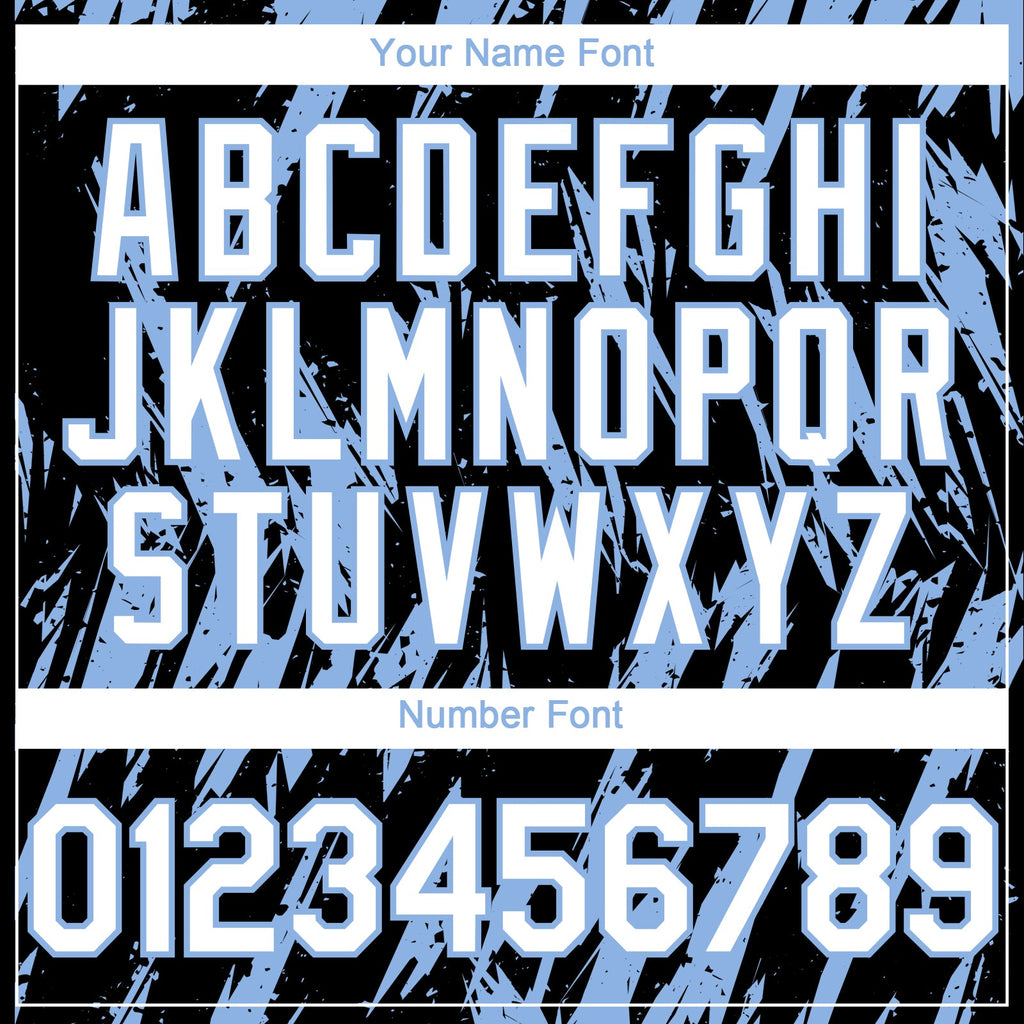 Custom Black White-Light Blue Splatter Torn Sharp Brush Stroke Authentic Baseball Jersey